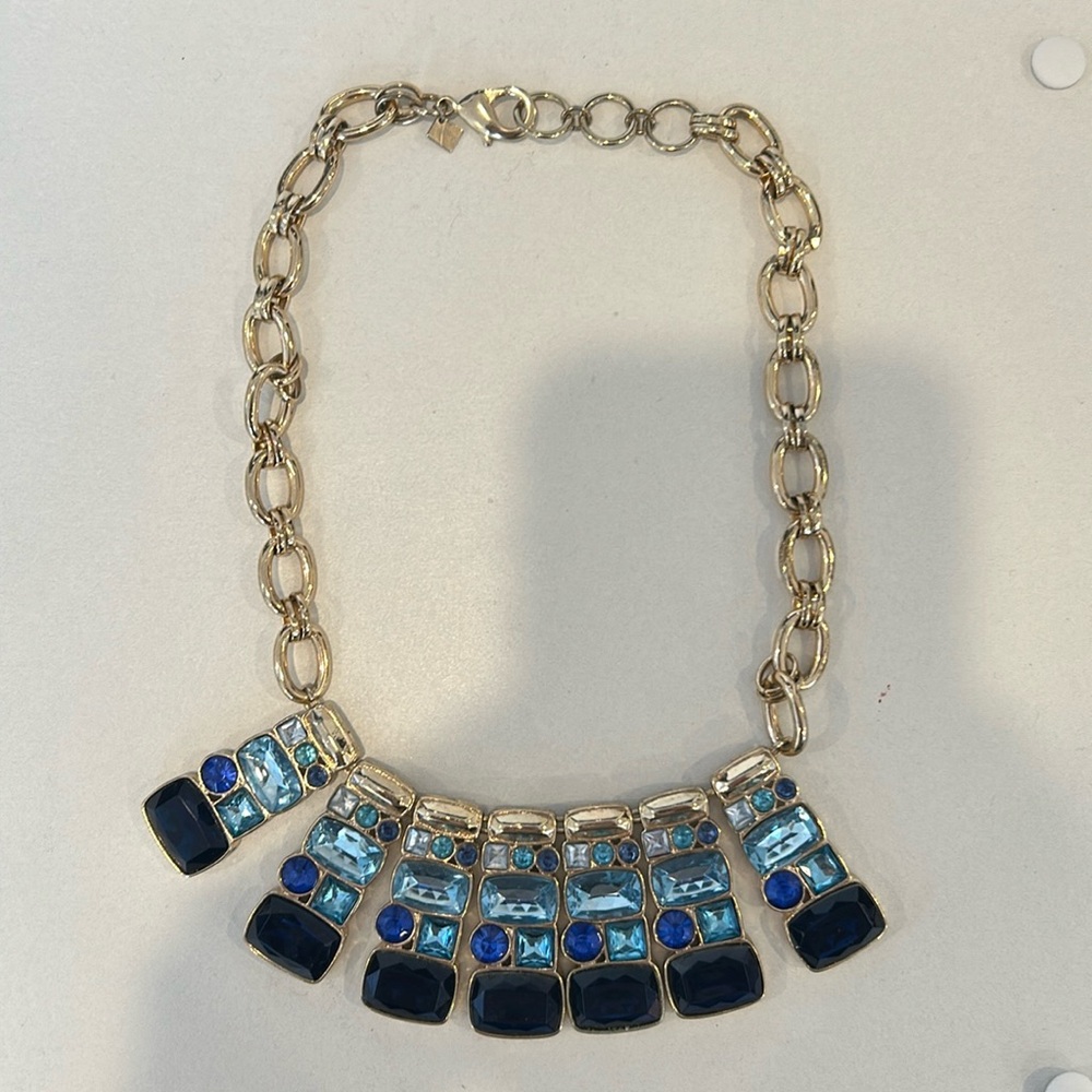 BANANA Republic STATEMENT Necklace gold and  blue